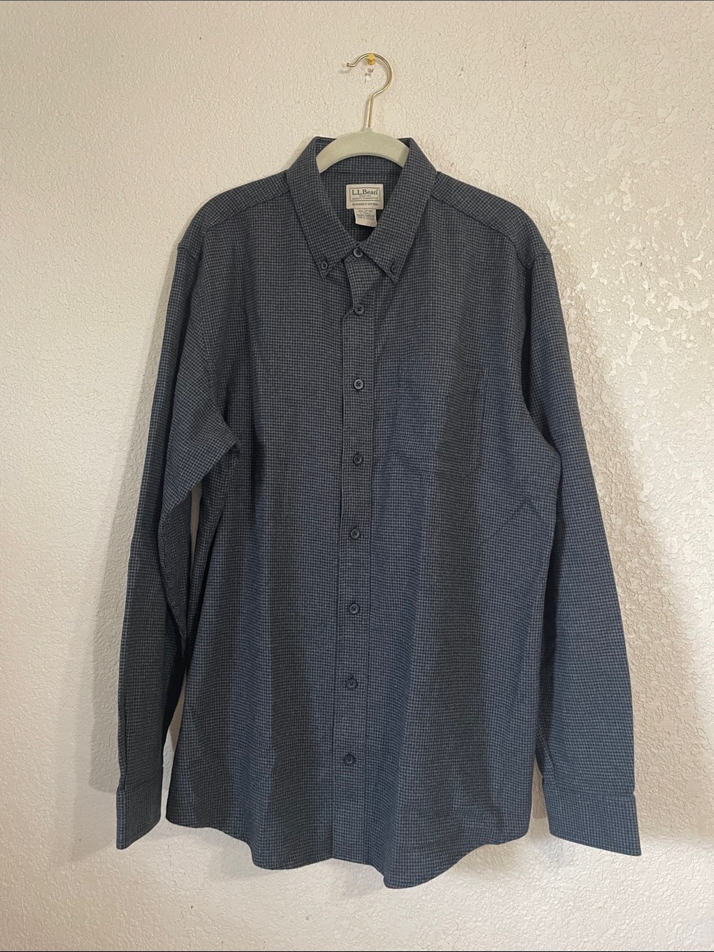 (New ) L.L.Bean Men's Navy Button-Down Flannel Shirt (100% cotton